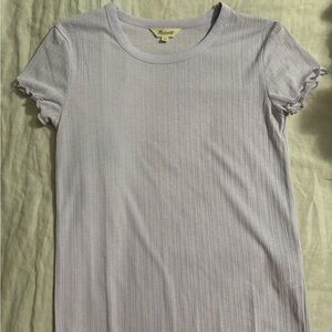 Madewell Gray Ribbed Fitted Short Sleeve T-Shirt